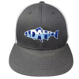 RepYourWater Gray White Trucker Hat Idaho Fish Embroidered Snapback Mesh Back OS